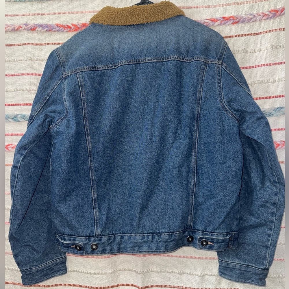 Goodfellow & Co Blue Denim Jacket with Tan Collar and Lining - Picture 7 of 14